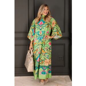 The Darling Green Half Sleeve Green Caftan Dress NWT $380 SIZE XS/S